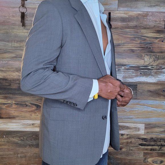 Hickey Freeman 100% Wool Gray Geometric Blazer Sport Jacket Size 39R - Picture 10 of 12